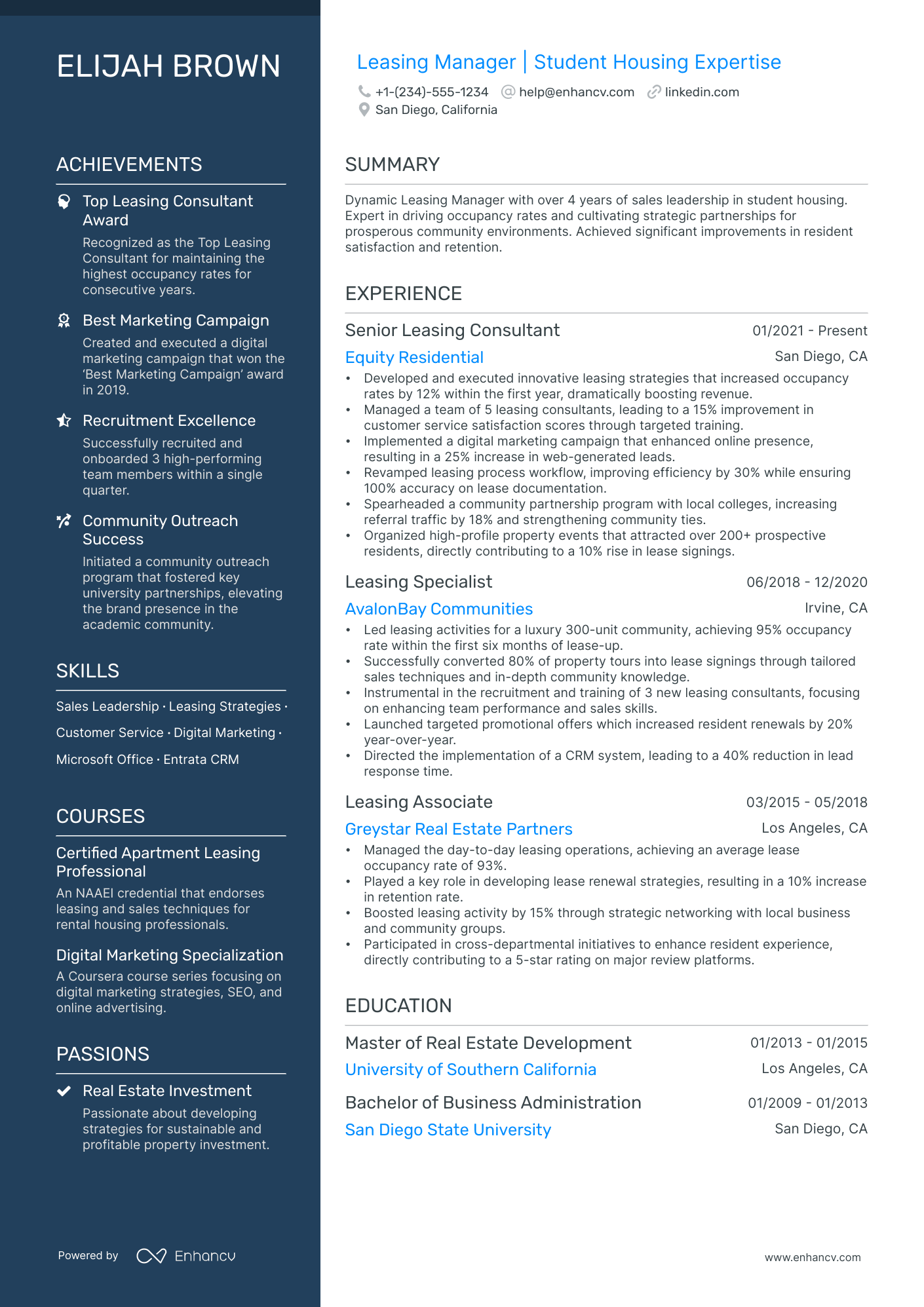 5 Leasing Manager Resume Examples & Guide for 2024