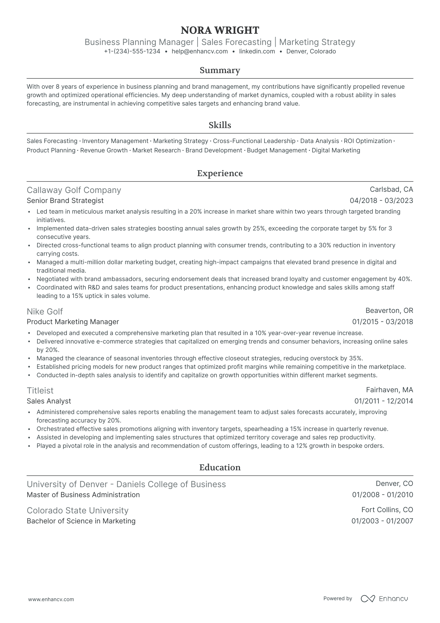 5 Business Planning Manager Resume Examples & Guide for 2024