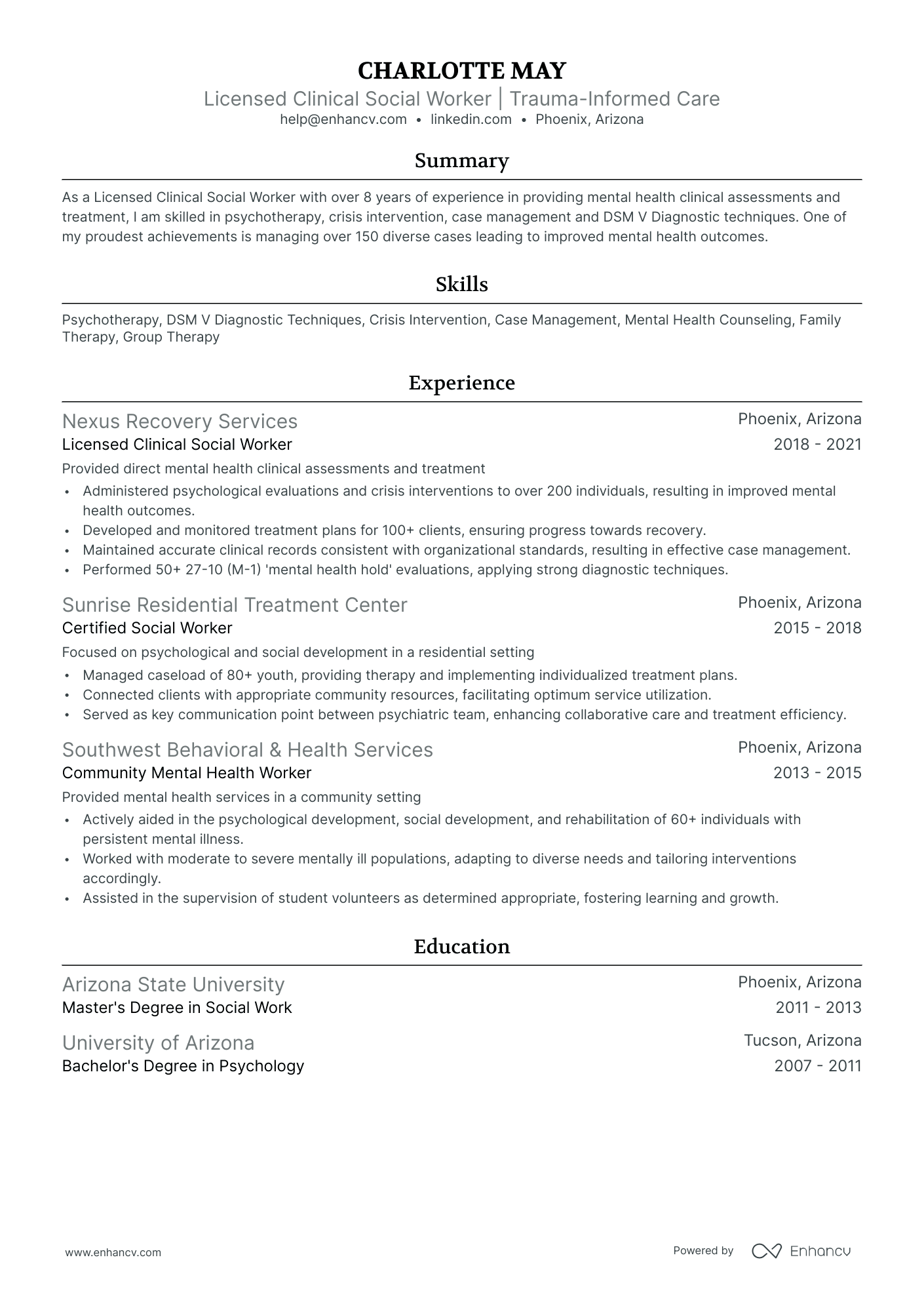 10 Clinical Social Worker Resume Examples & Guide for 2026
