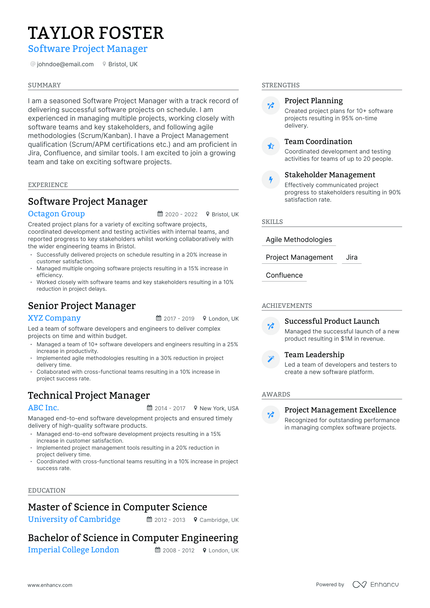 5 Software Project Manager Resume Examples & Guide for 2023