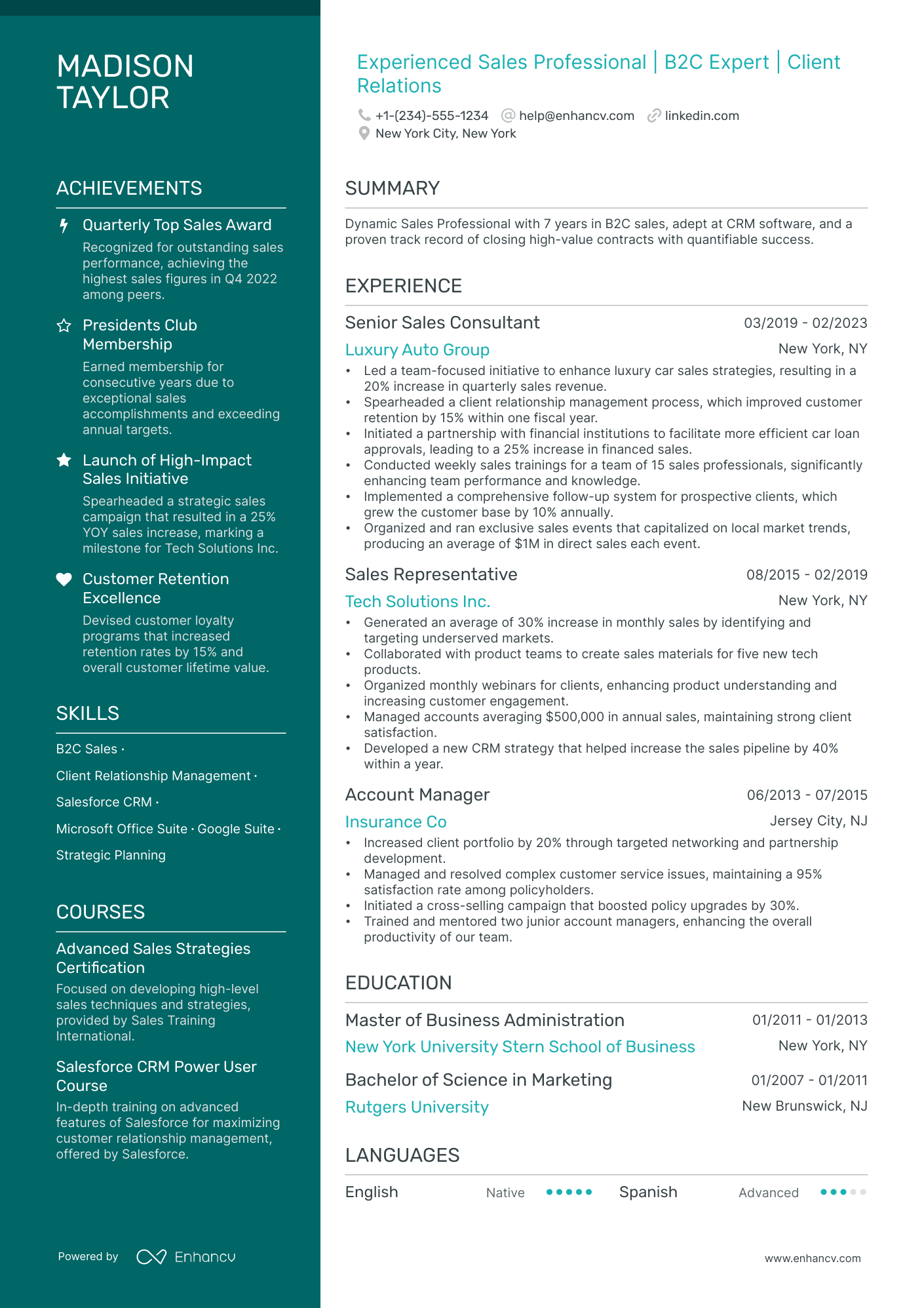 5 Sales Professional Resume Examples & Guide for 2024