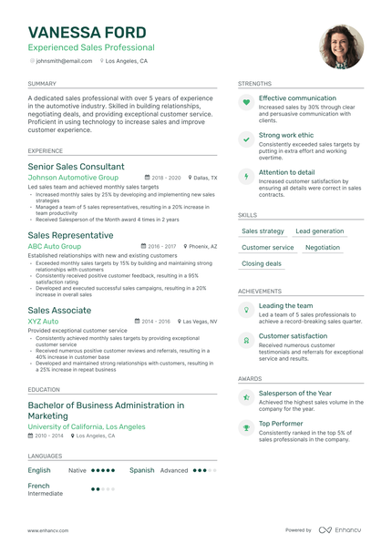 5 Sales Professional Resume Examples & Guide for 2023