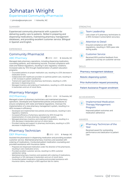 10 Pharmacist Resume Examples & Guide for 2024