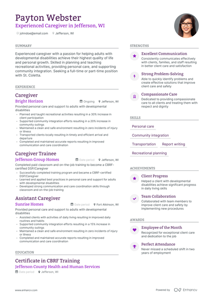 11 Caregiver Resume Examples & Guide for 2024