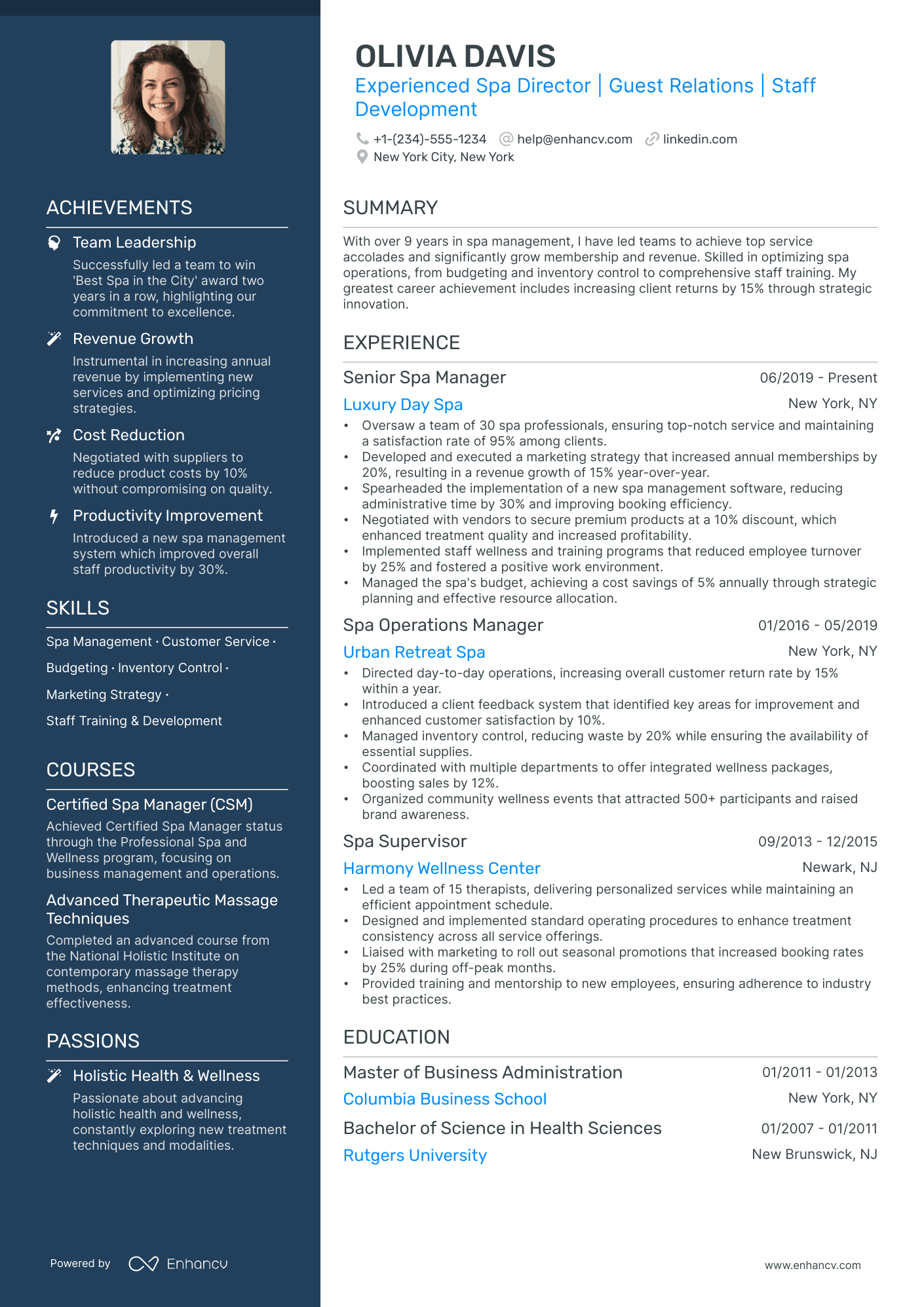 5 Spa Director Resume Examples & Guide for 2024