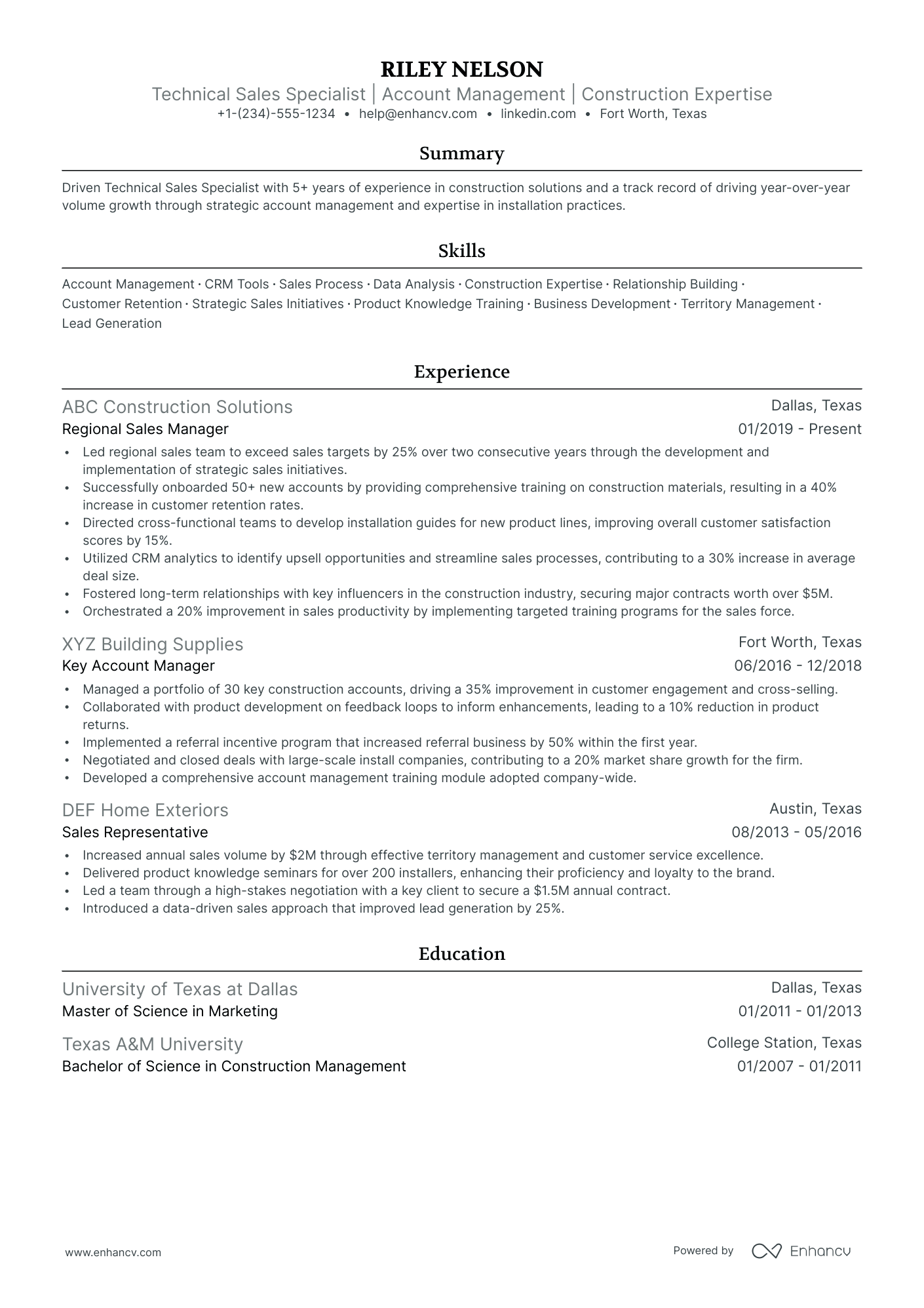 5 Technical Sales Manager Resume Examples & Guide for 2024