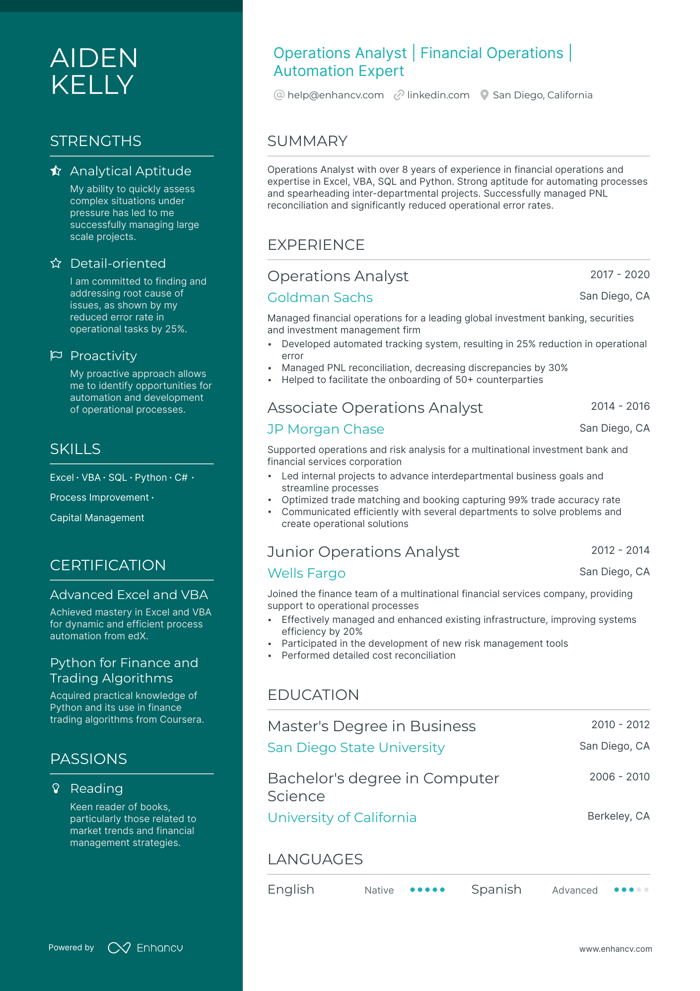 5 Operations Analyst Resume Examples & Guide for 2024