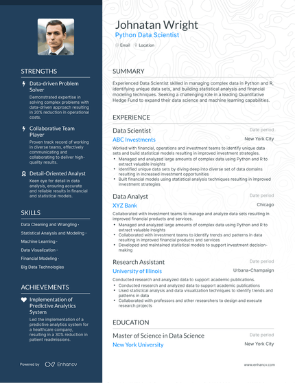 5 Python Data Scientist Resume Examples & Guide for 2023