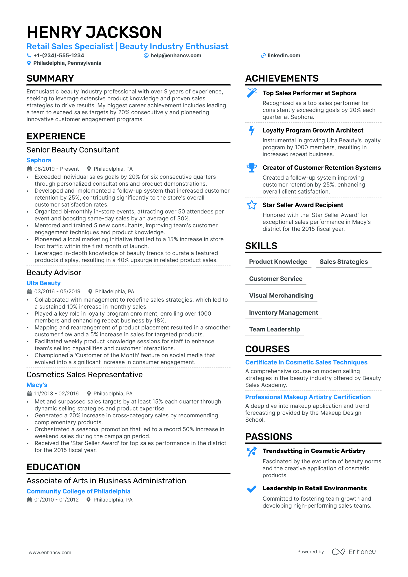 Makeup Artist resume example