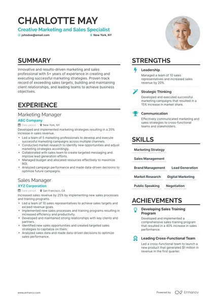 5 Marketing And Sales Resume Examples & Guide for 2024