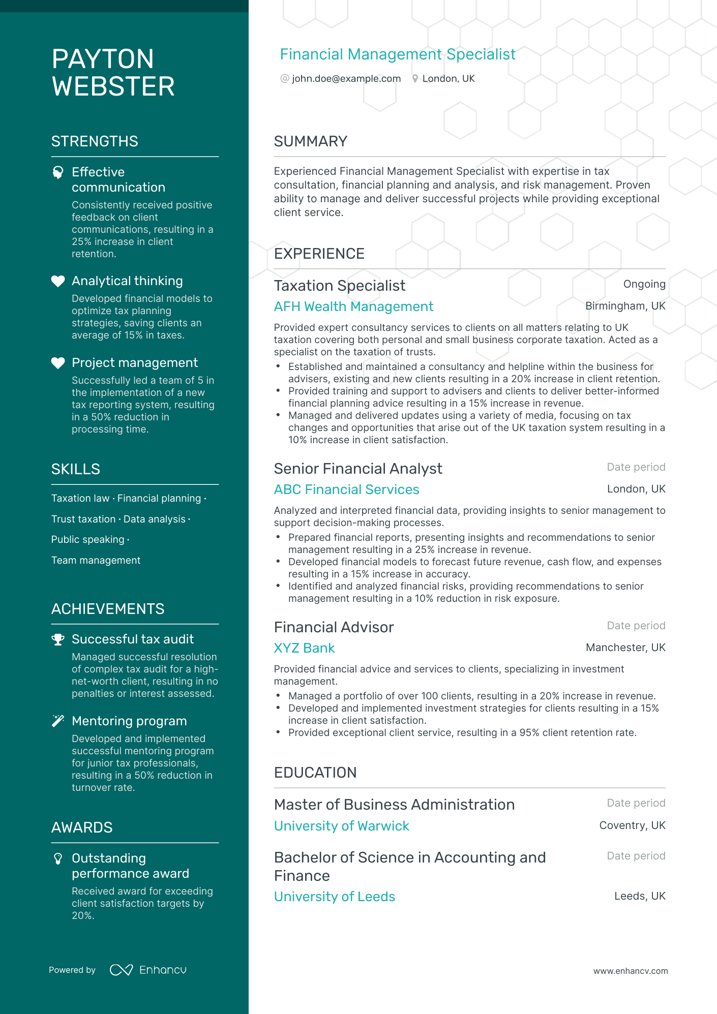 5 Financial Management Specialist Resume Examples & Guide for 2024