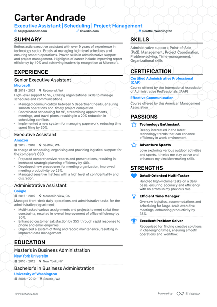10 Executive Personal Assistant Resume Examples & Guide for 2026