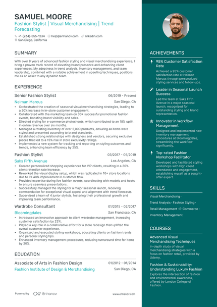 5 Fashion Stylist Resume Examples & Guide for 2025