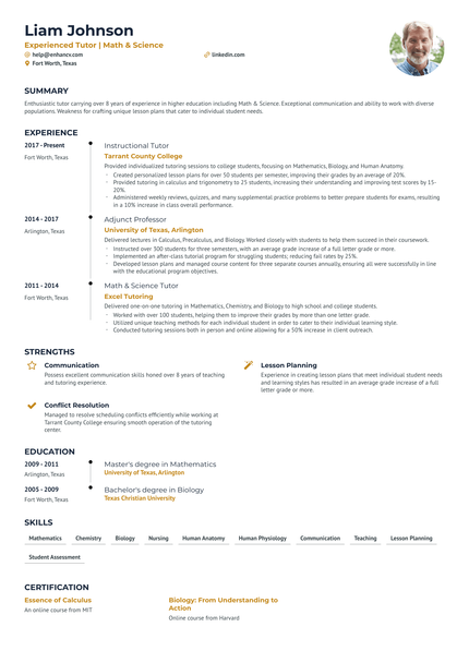 5 Tutor Resume Examples & Guide for 2024