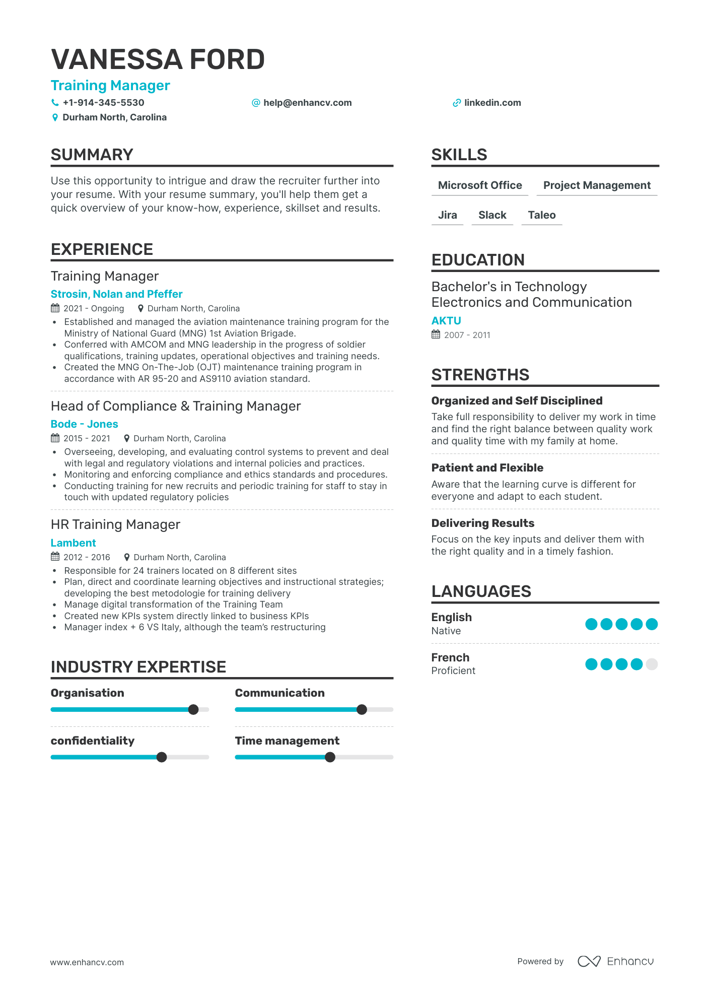 Training Manager Resume Examples & Guide for 2023 (Layout, Skills ...