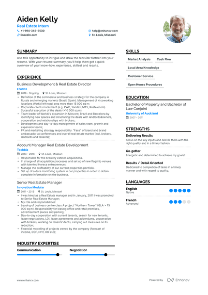 Real Estate Intern Resume Examples & Guide for 2023 (Layout, Skills ...