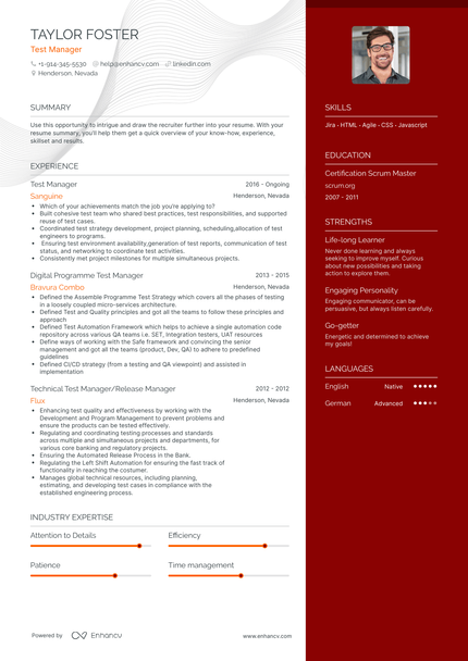 Test Manager Resume Examples & Guide For 2023 (layout, Skills, Keywords 