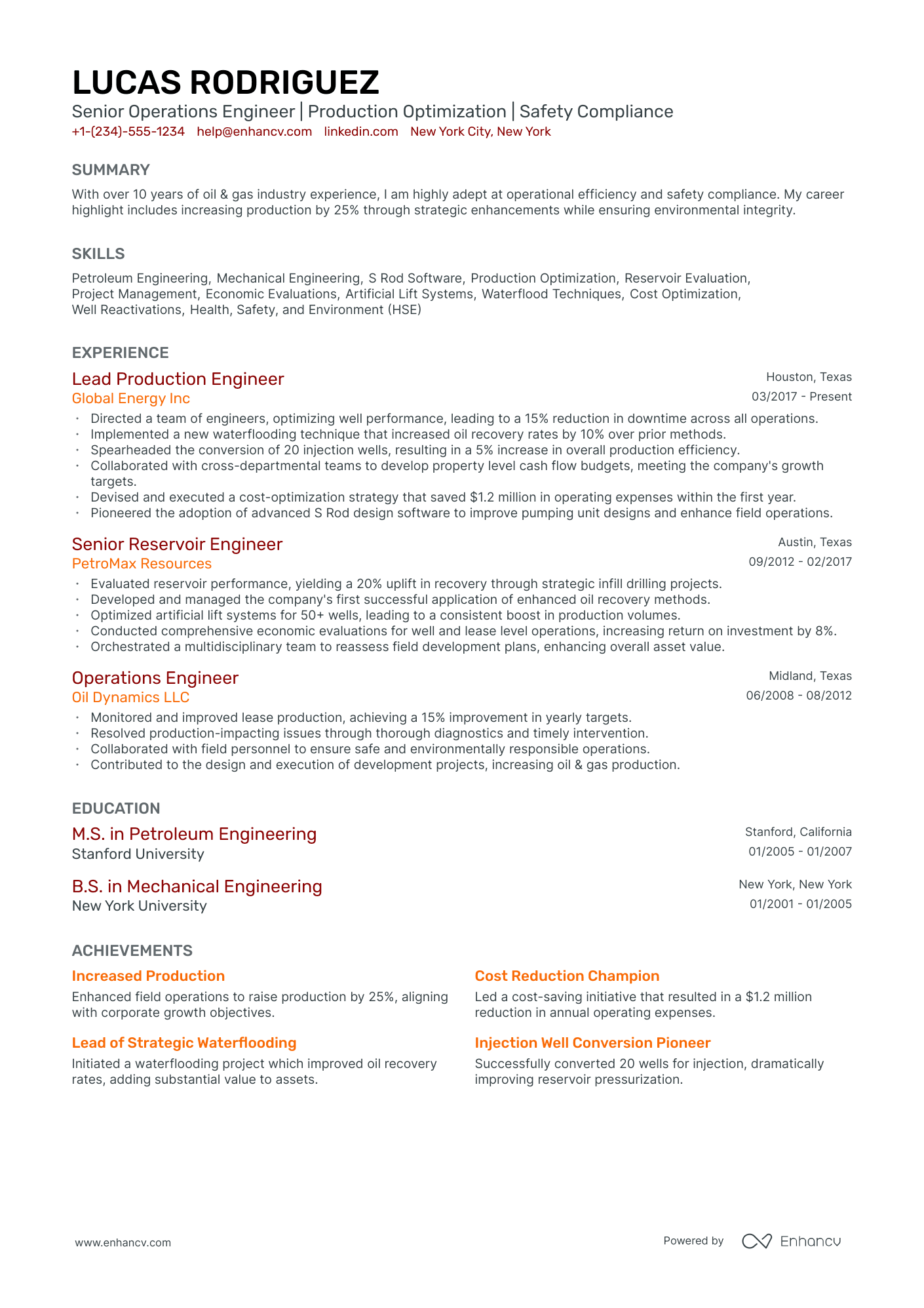 5 Petroleum Engineer Resume Examples & Guide for 2024