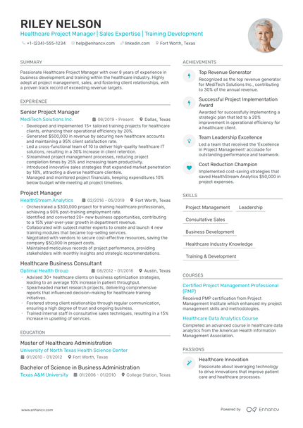 5 Healthcare Project Manager Resume Examples & Guide for 2024