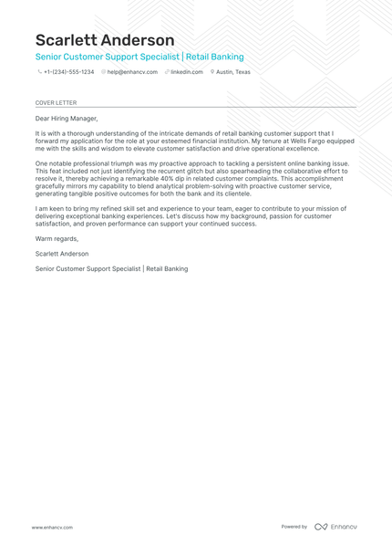 Customer Service Cover Letter Examples and Sample for 2026 | Enhancv