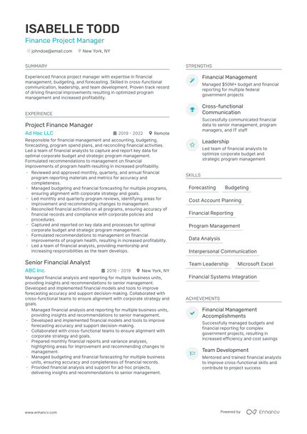 Finance Manager Resume Examples & Guide for 2024