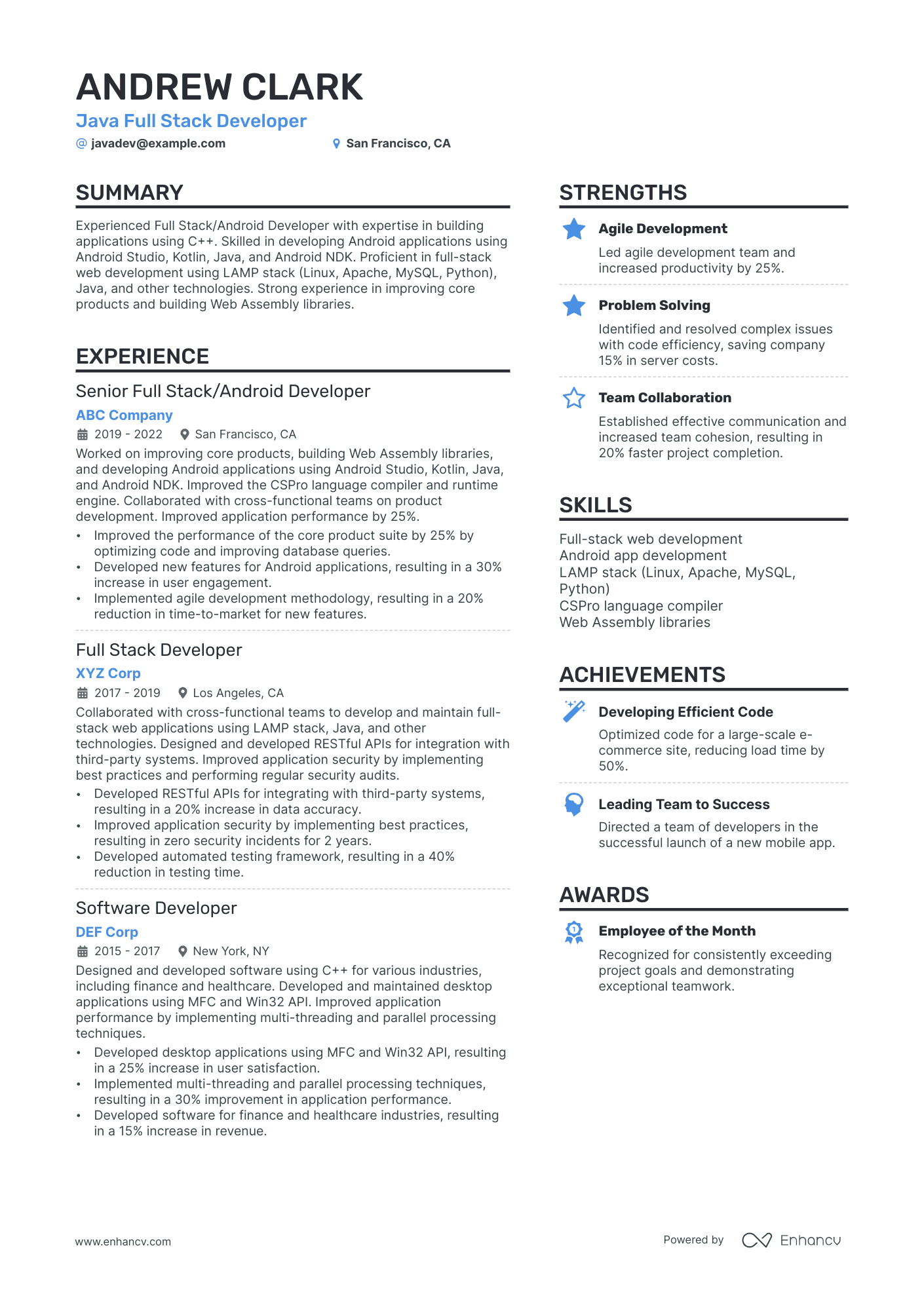 11 Full Stack Developer Resume Examples & Guide for 2024