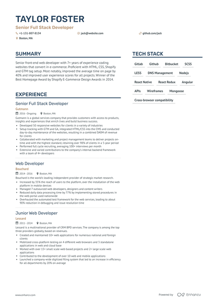 8 Web Developer Resume Examples & Guide for 2023