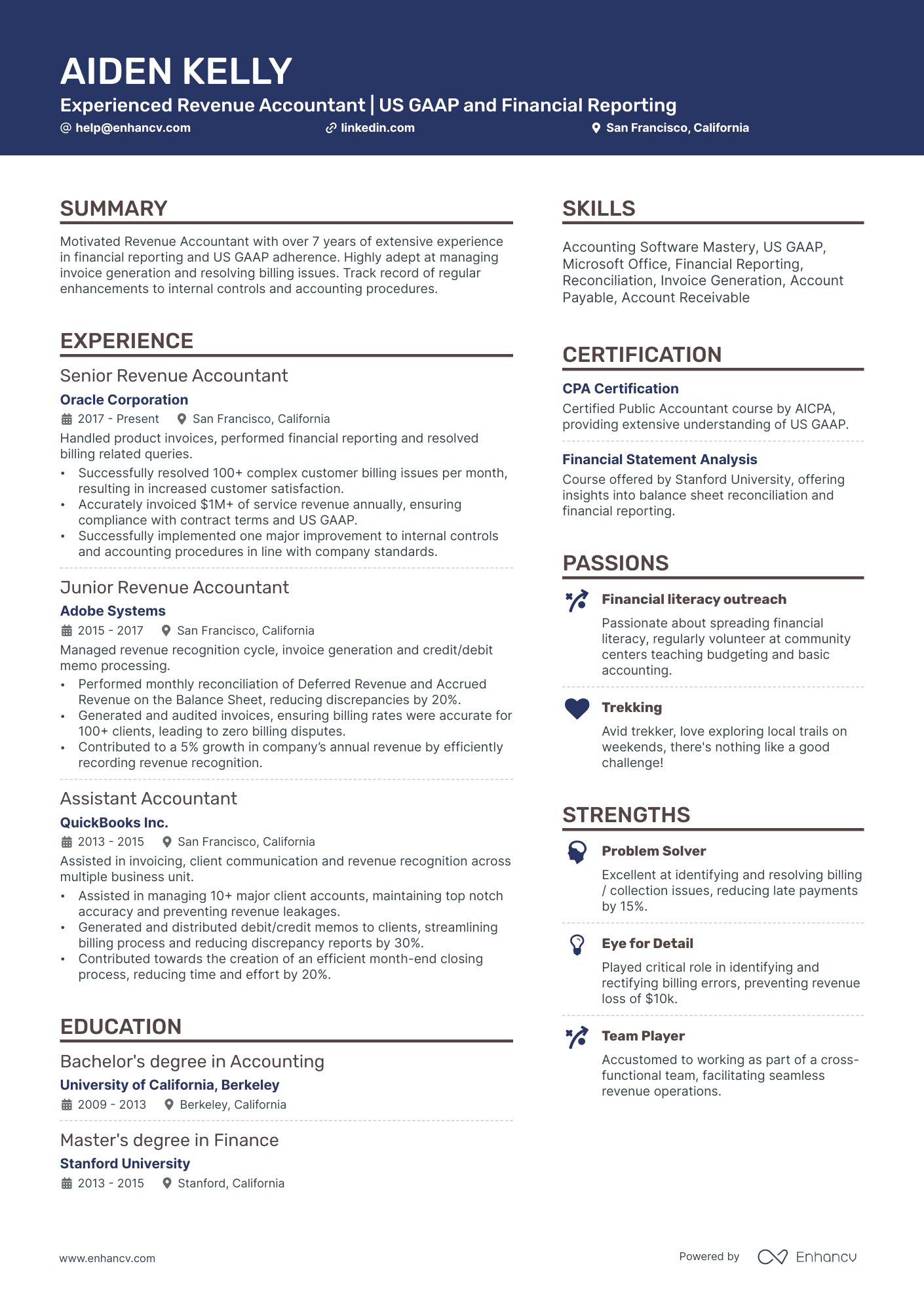 10 Revenue Accountant Resume Examples & Guide for 2026