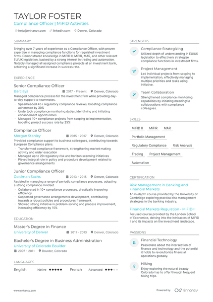 5 Compliance Officer Resume Examples & Guide for 2024