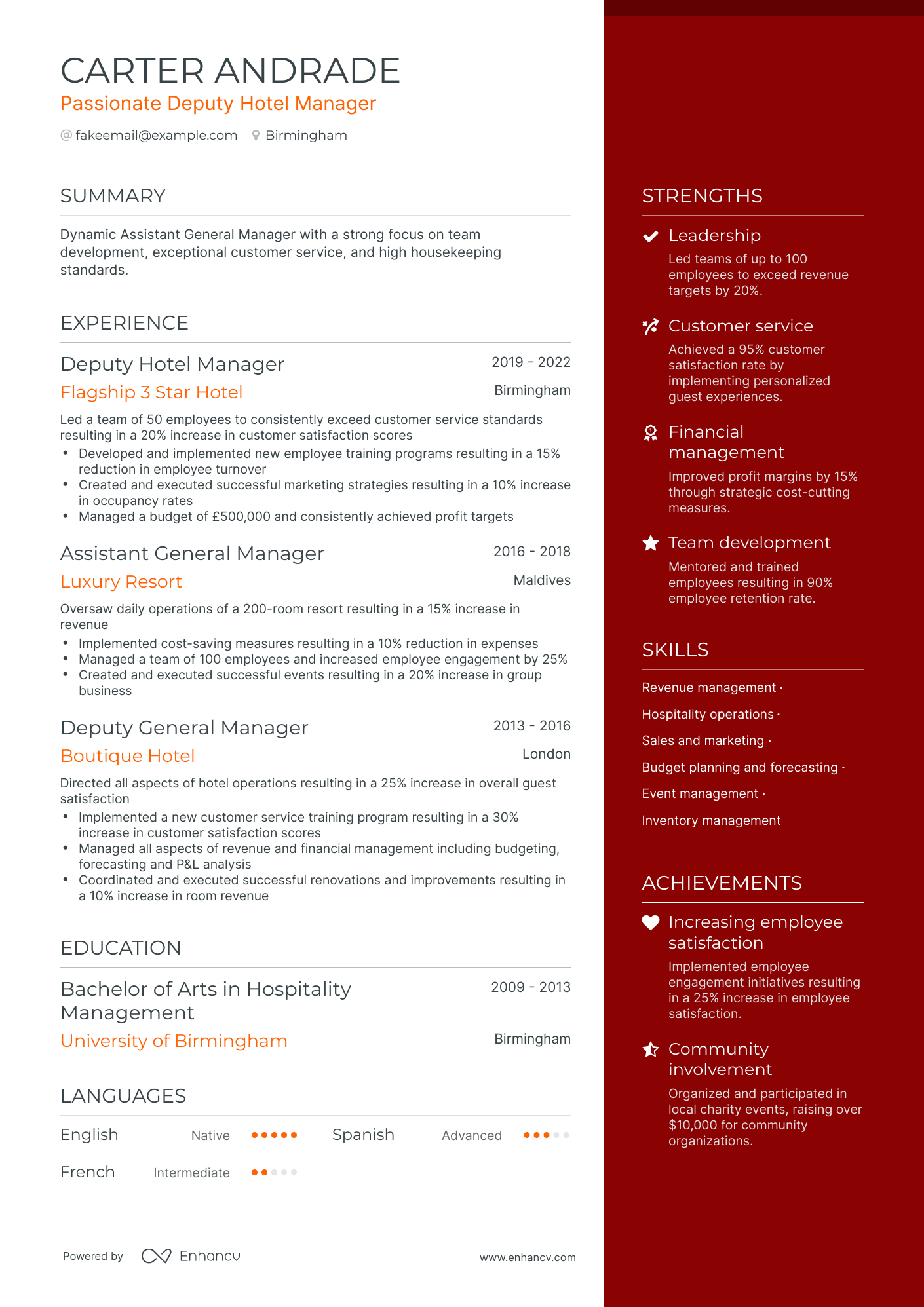 10 Hotel General Manager Resume Examples & Guide for 2024