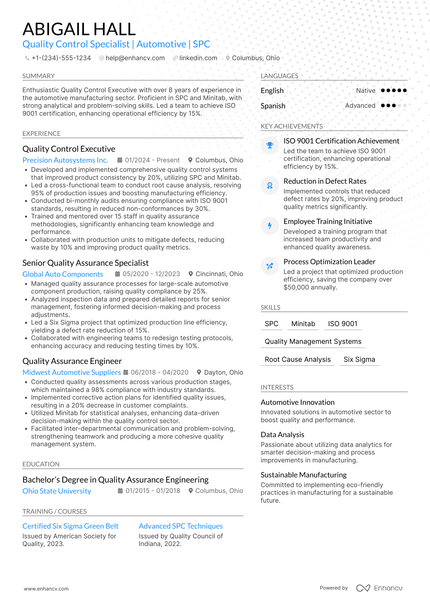 22 Quality Control Resume Examples & Guide for 2026
