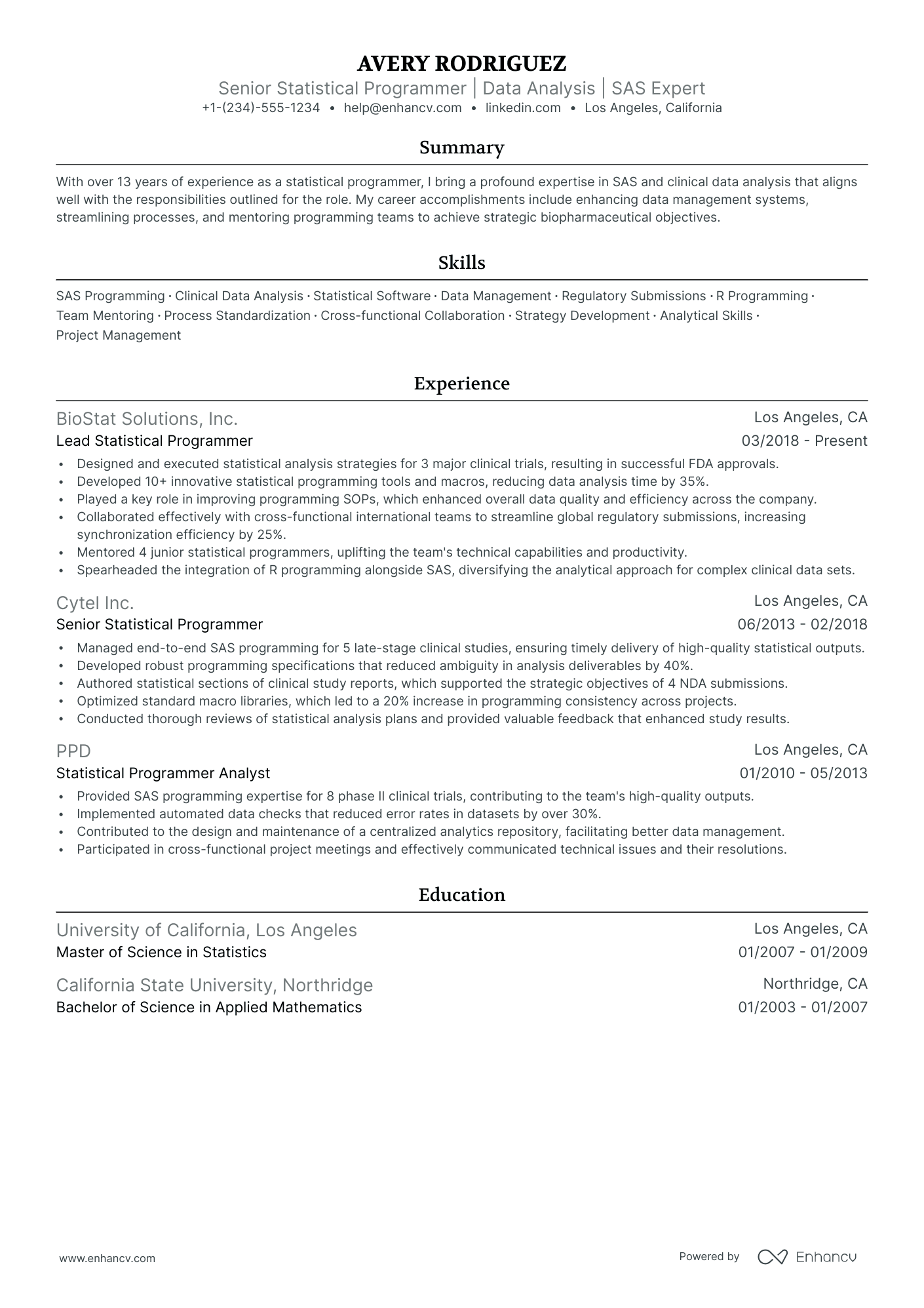 5 Statistical Programmer Resume Examples & Guide for 2024