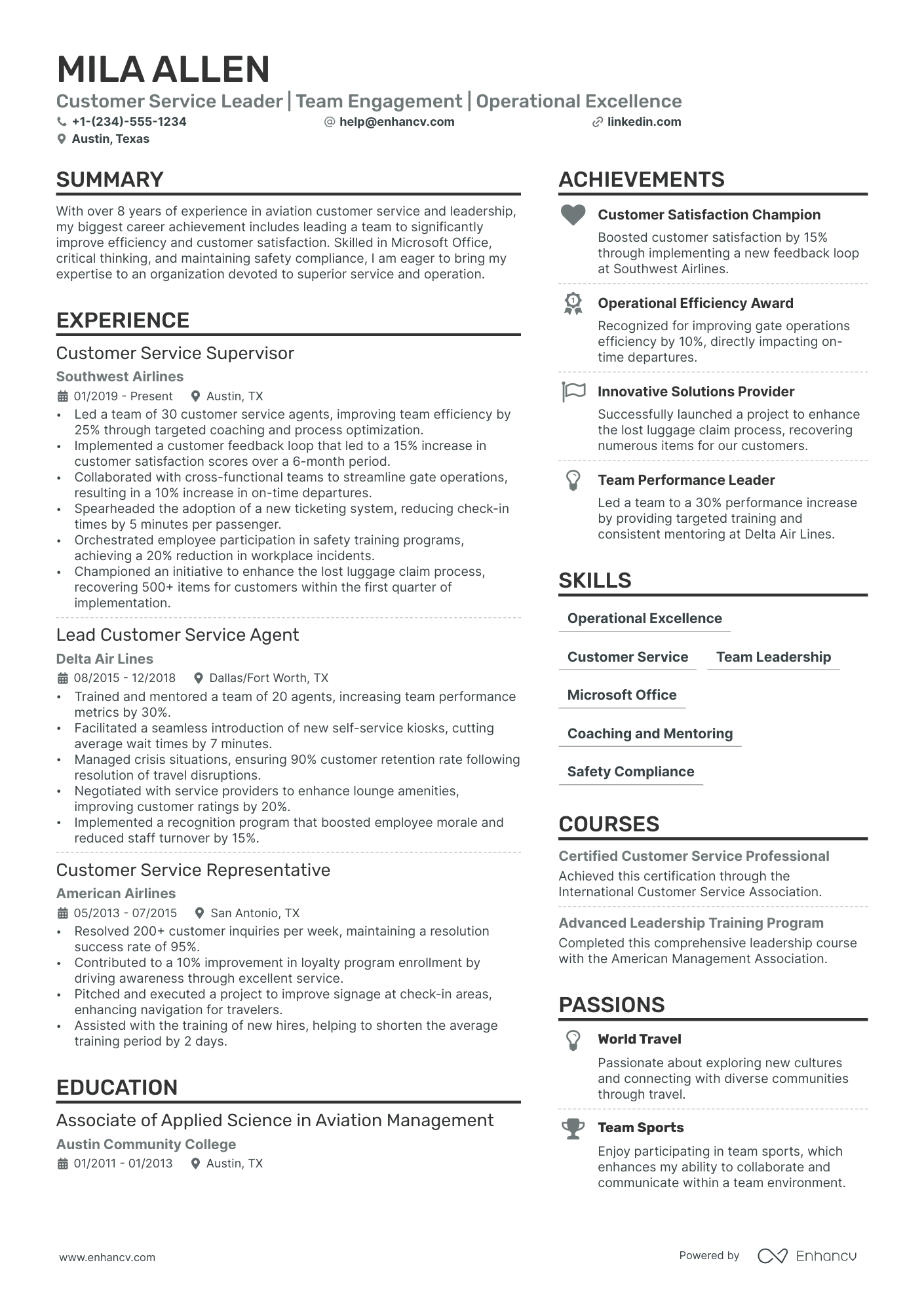 Customer Service resume example