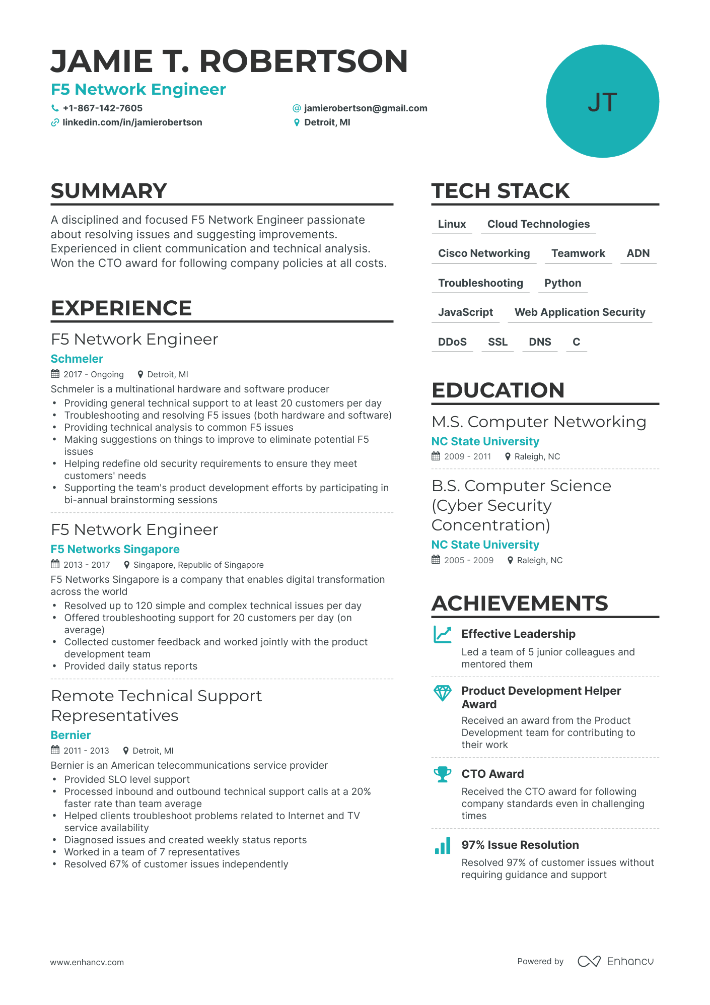 5 F5 Network Engineer Resume Examples & Guide for 2023