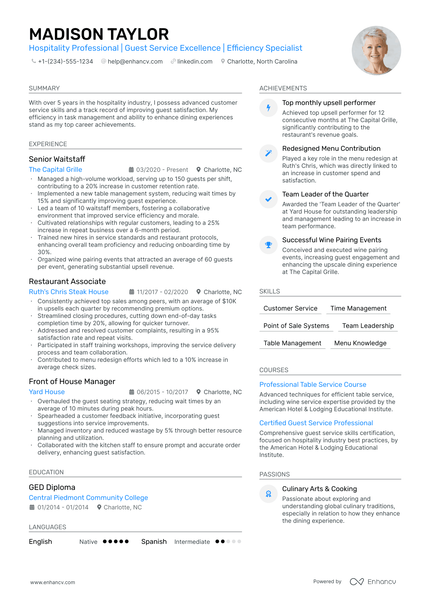 5 Busser Resume Examples & Guide for 2025