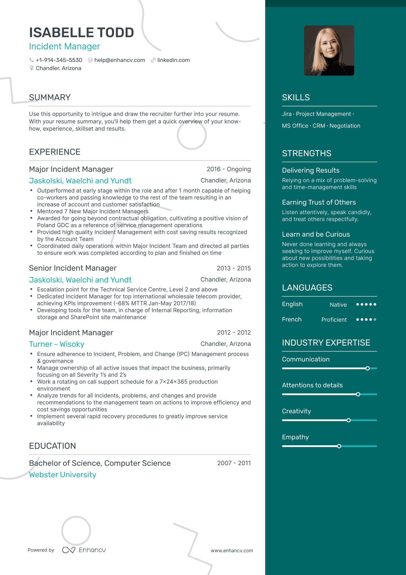 Incident Manager Resume Examples & Guide for 2023 (Layout, Skills ...