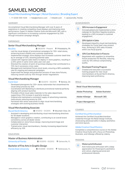 5 Visual Merchandising Manager Resume Examples & Guide for 2024