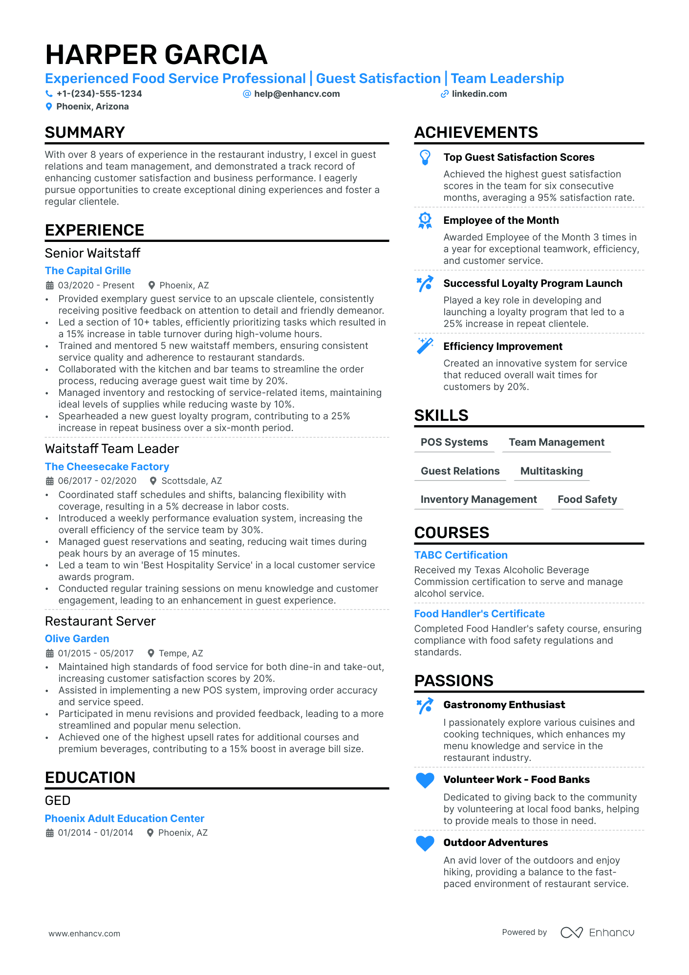 11 Server Resume Examples & Guide for 2024