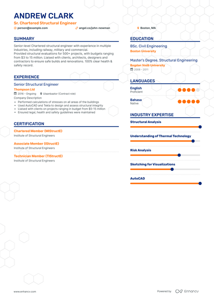 5 Structural Engineer Resume Examples & Guide for 2023