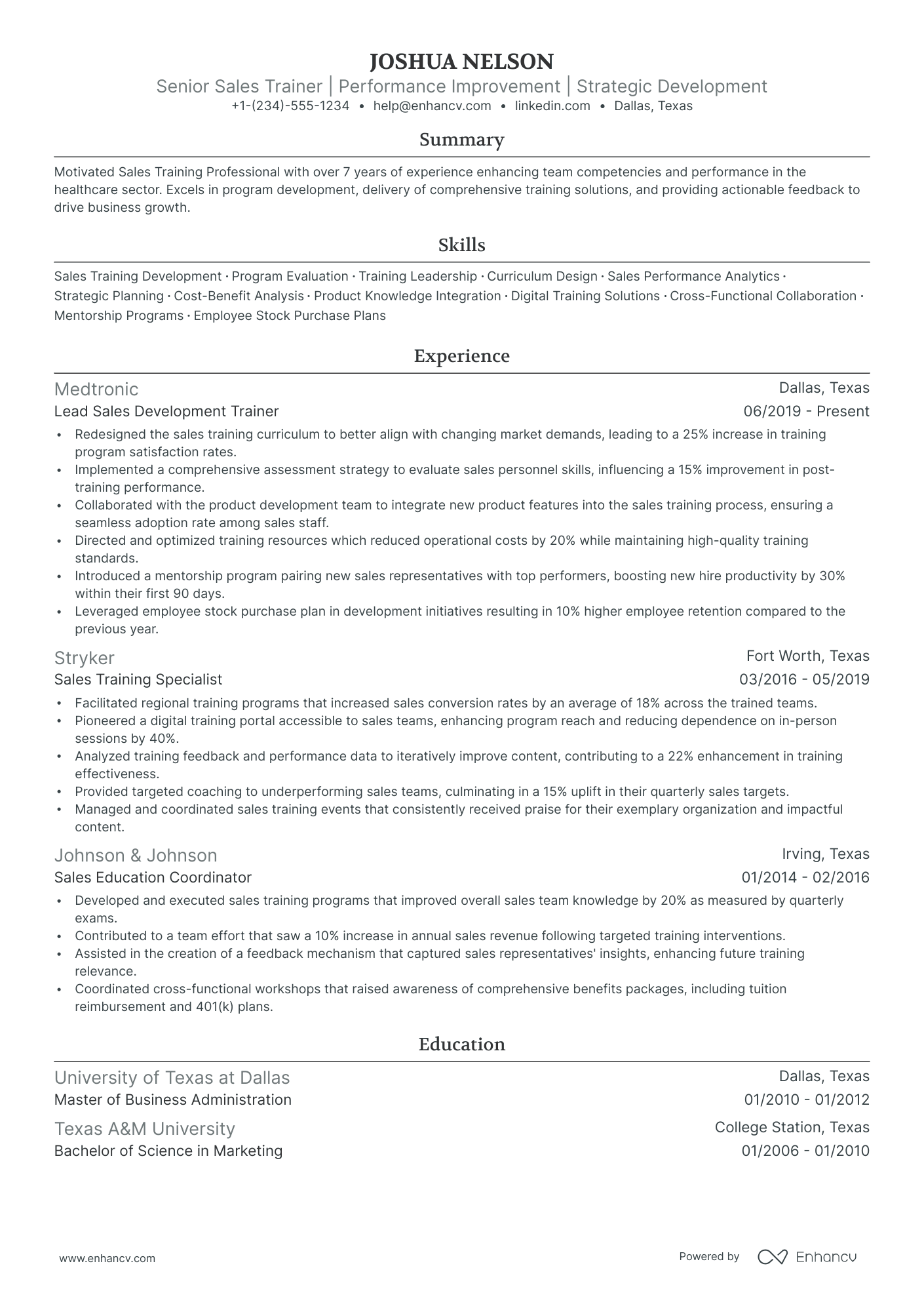 5 Sales Trainer Resume Examples & Guide for 2024