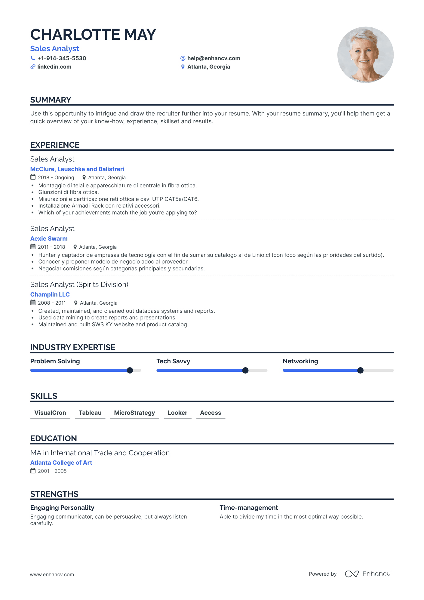 Top Sales Analyst Resume Examples & Samples for 2023 | Enhancv.com ...