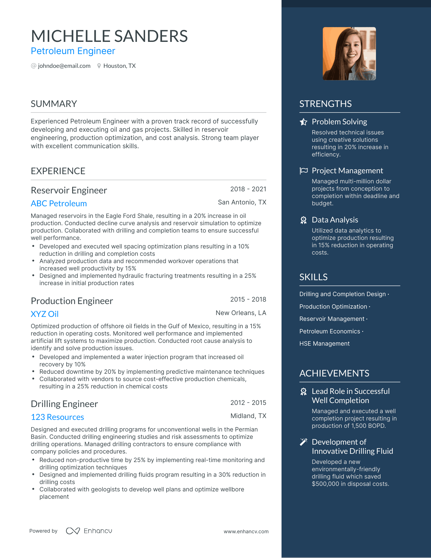 5 Petroleum Engineer Resume Examples & Guide for 2024