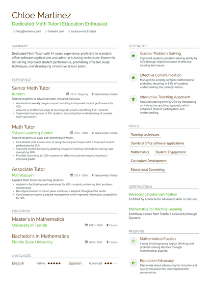 5 Tutor Resume Examples & Guide For 2024