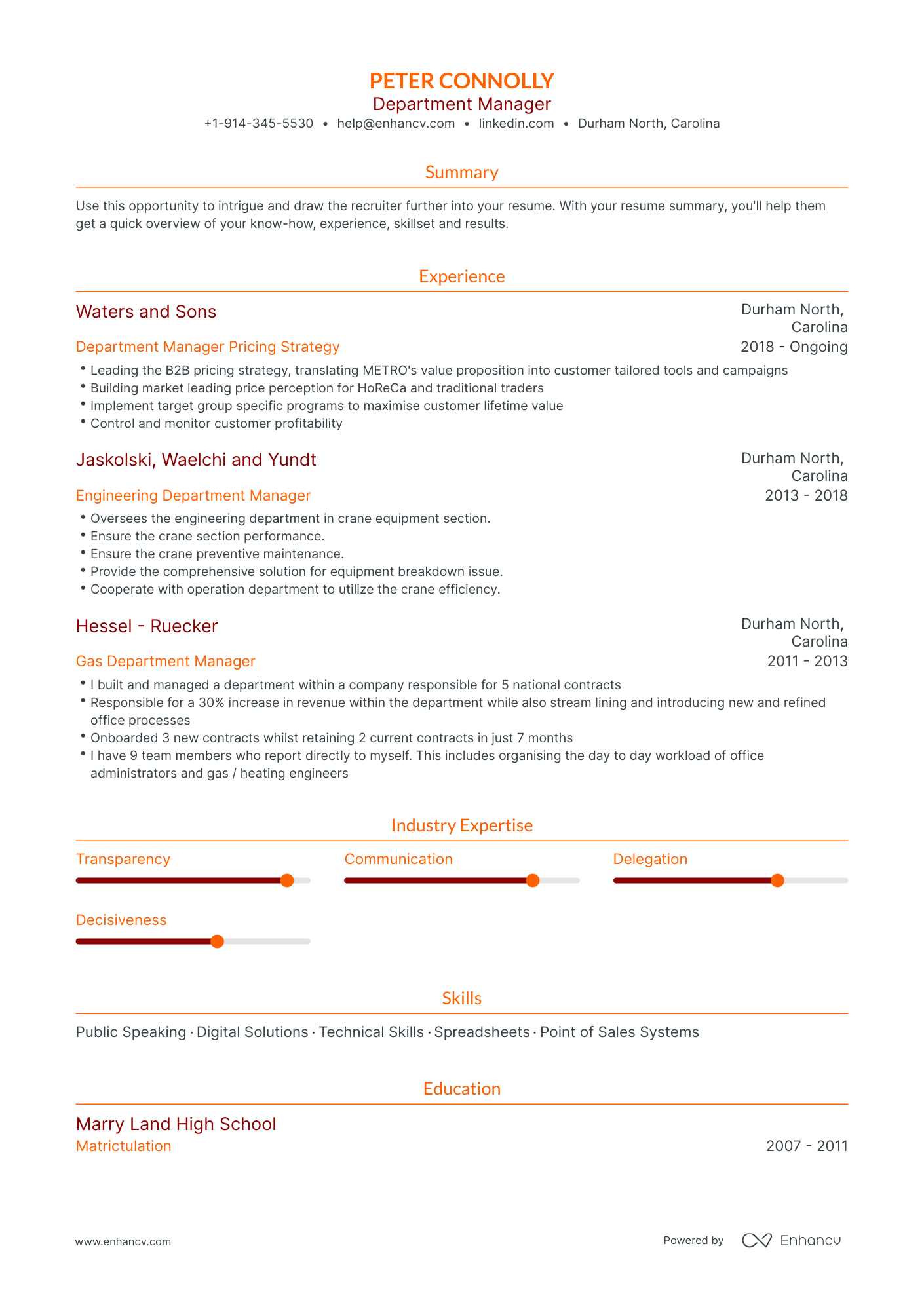 Department Manager Resume Examples & Guide for 2023 (Layout, Skills ...