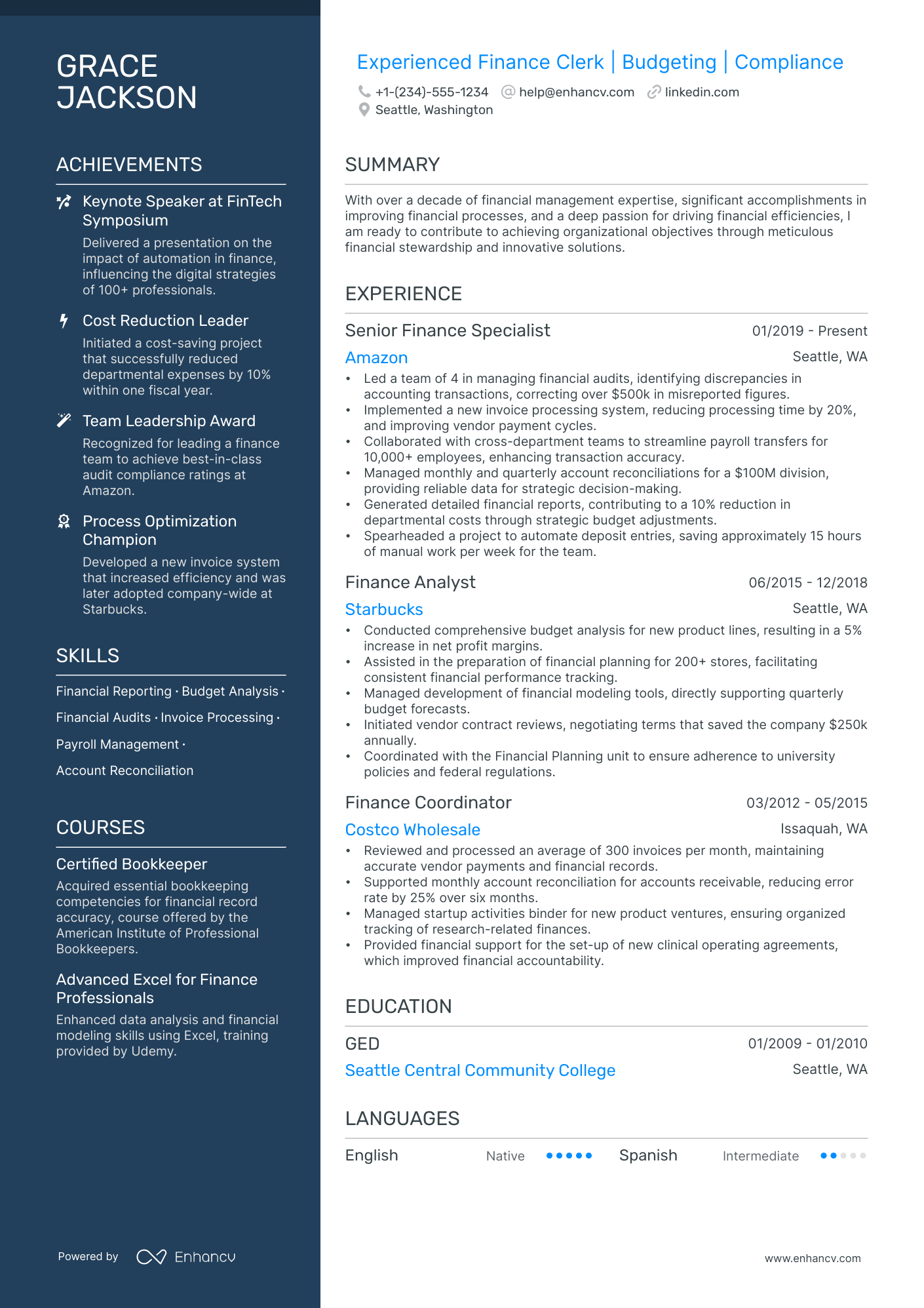 5 Finance Clerk Resume Examples & Guide For 2024