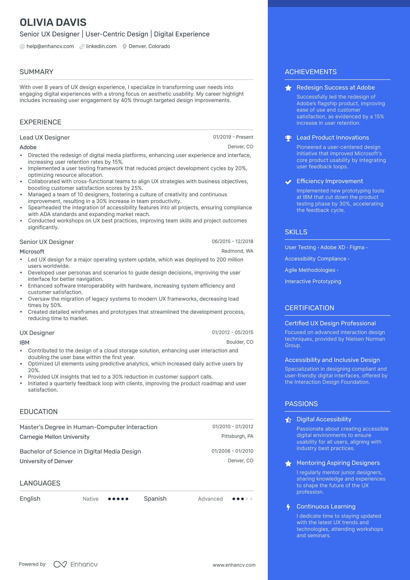 UX Designer resume example
