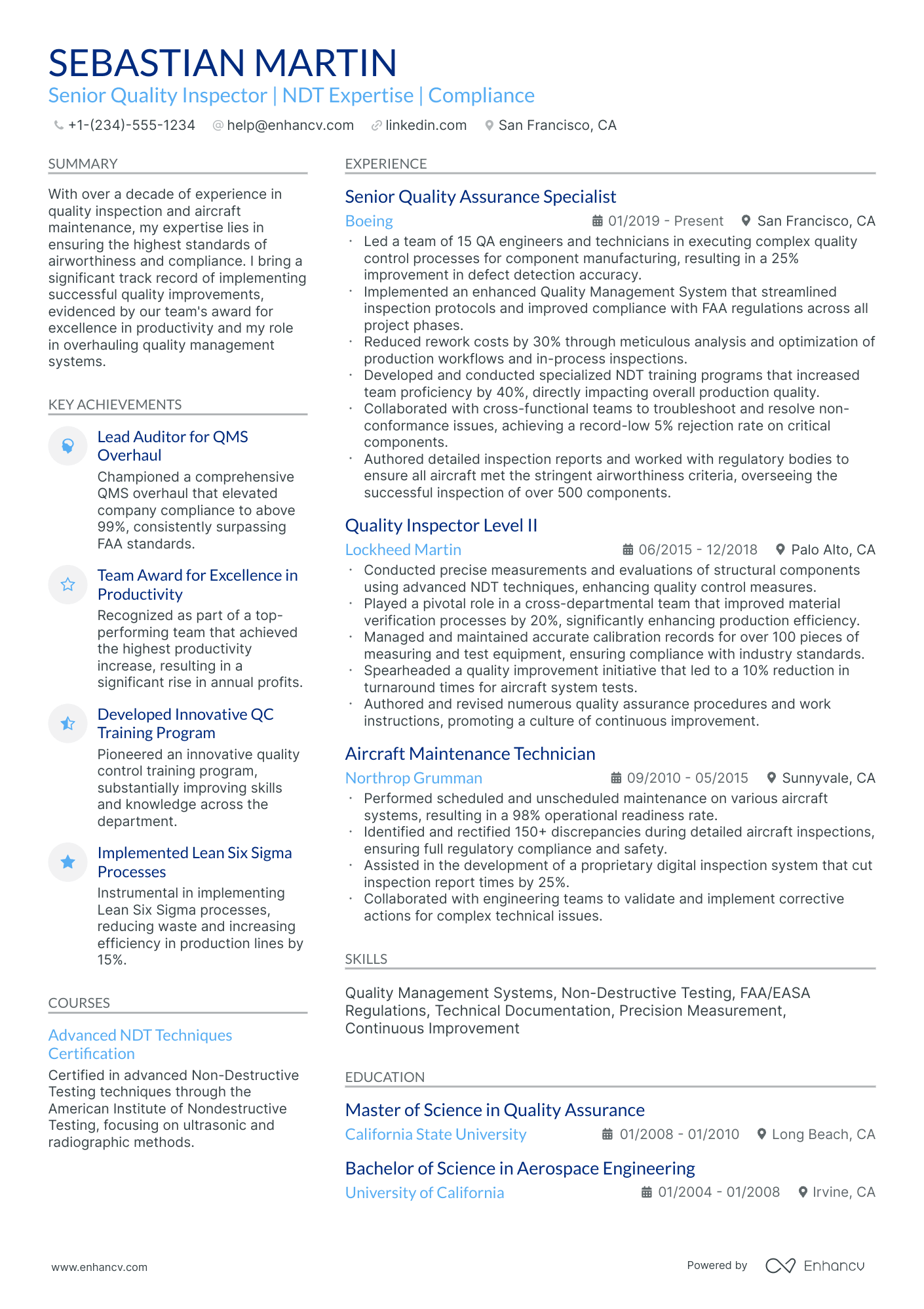 10 Quality Inspector Resume Examples, Templates & Guide for 2025