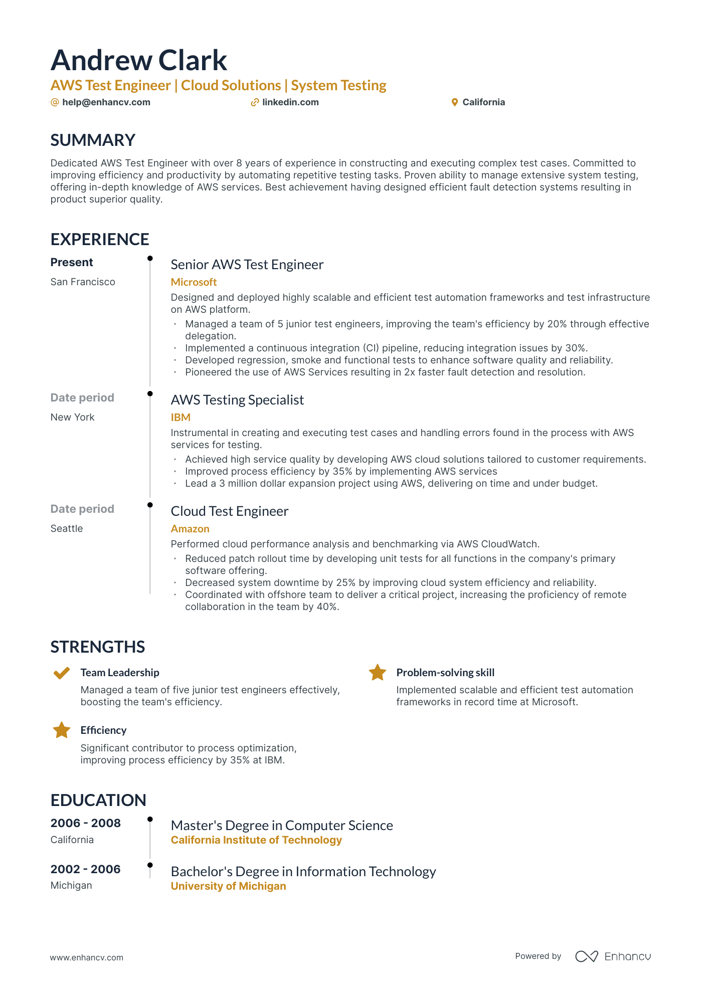 5 AWS Testing Resume Examples & Guide for 2024