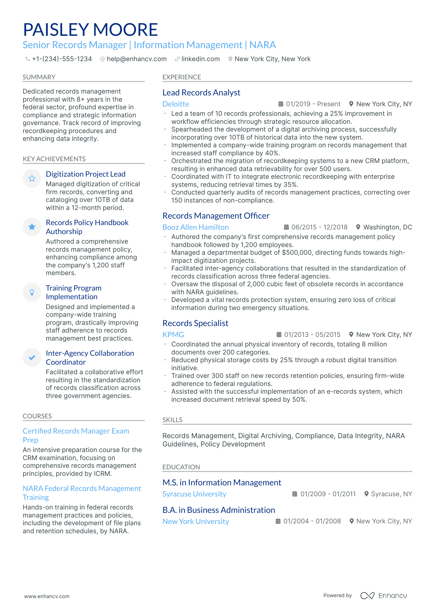 Example Capture Manager Win Sheet For Resume Example.pdf 10 Records Manager Resume Examples & Guide for 2026