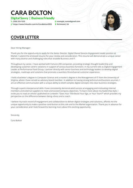 Digital Director cover letter